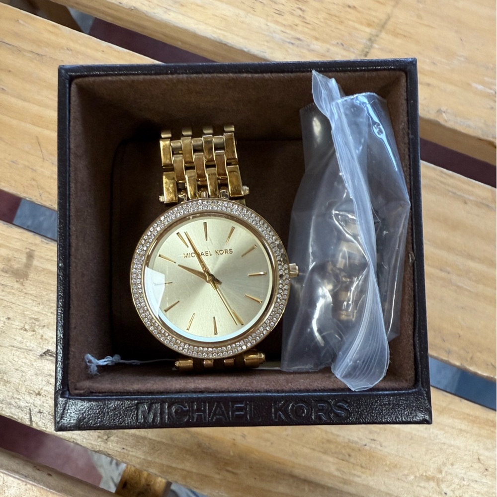 Michael Kors Gold-Tone Watch with Crystal Detailing
